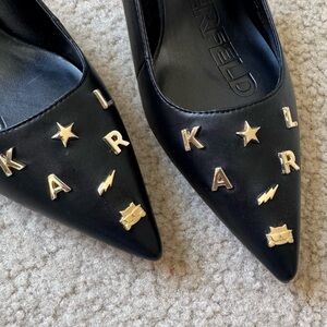 Karl Lagerfeld Black Heels with Gold Accents